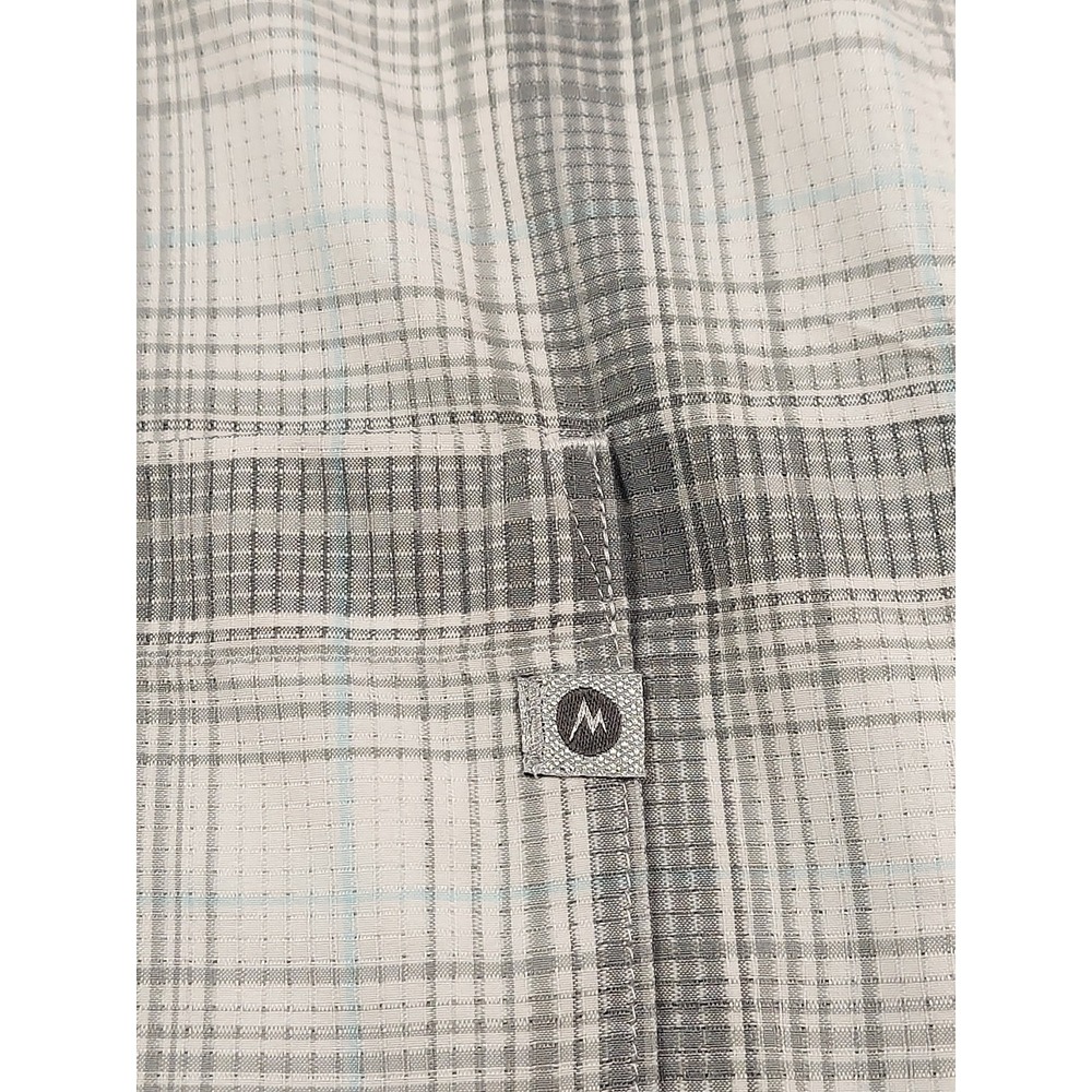 Marmot Mens XL White Plaid Button Up Shirt Lightweight Hiking Outdoors Short Slv - Picture 2 of 11
